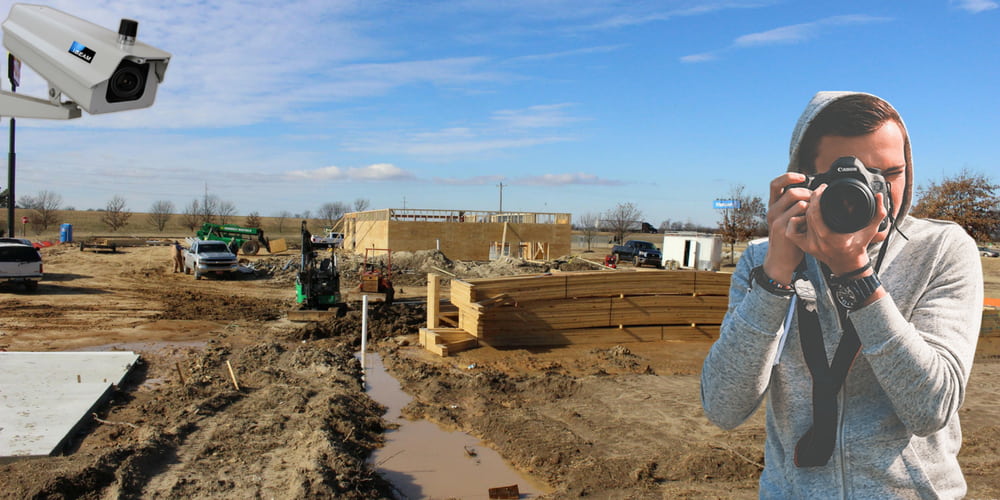 Construction camera and photographer at job site.