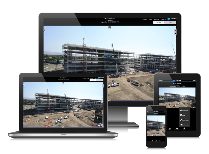 Construction camera photos and video on various devices