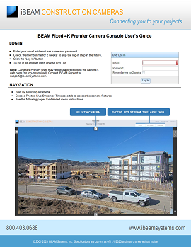 iBEAM Fixed 4K Premier Camera Console user guide