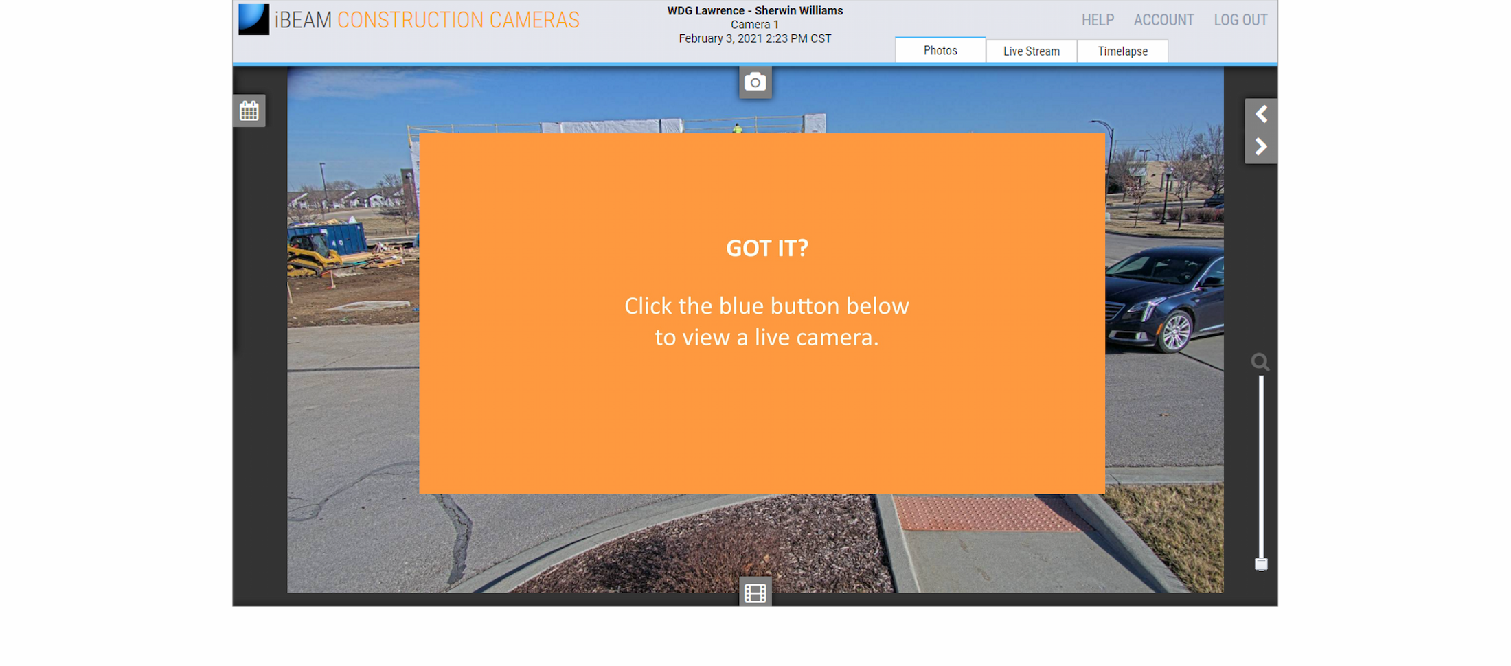 Go to live camera