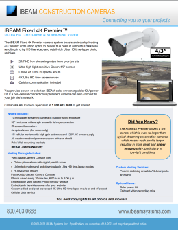 iBEAM Fixed 4K Premier contruction camera information