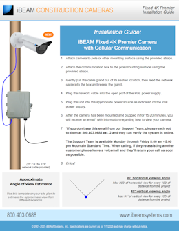 iBEAM Fixed 4K Premier contruction camera installation guide