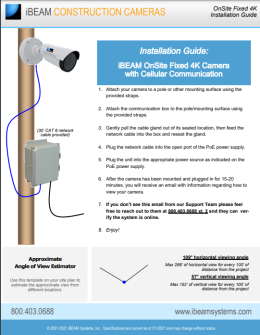 OnSite Fixed 4K Premier contruction camera installation guide