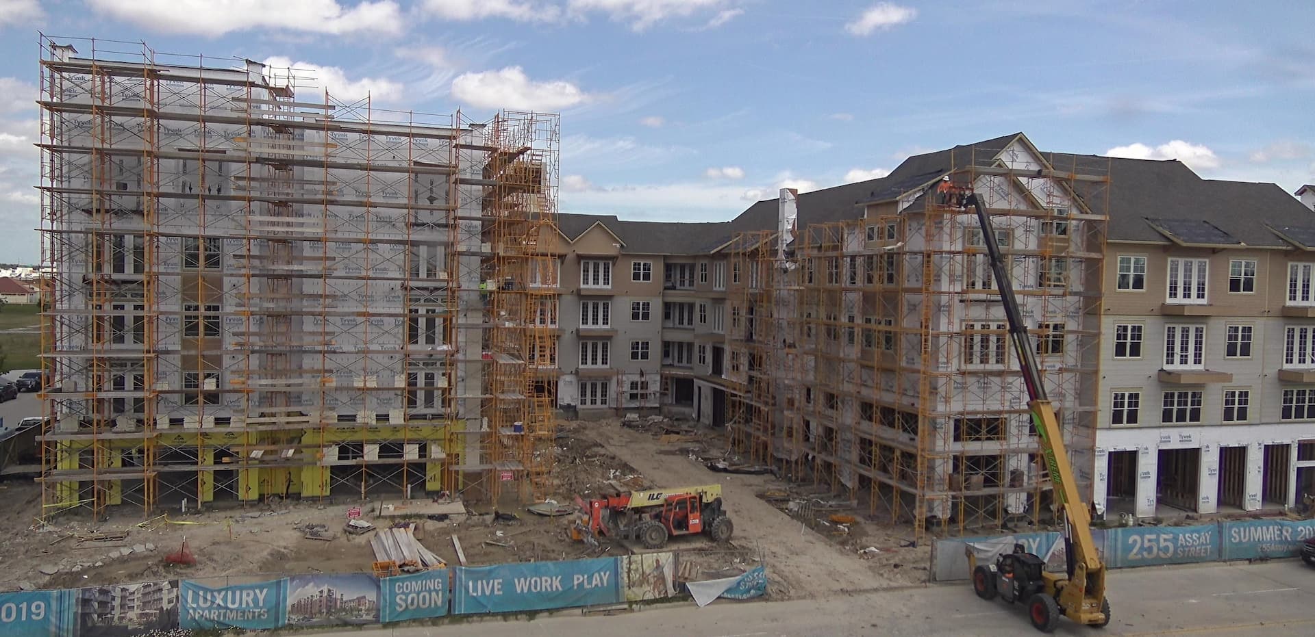 iBEAM Construction Camera installed on a multi-family residential construction project