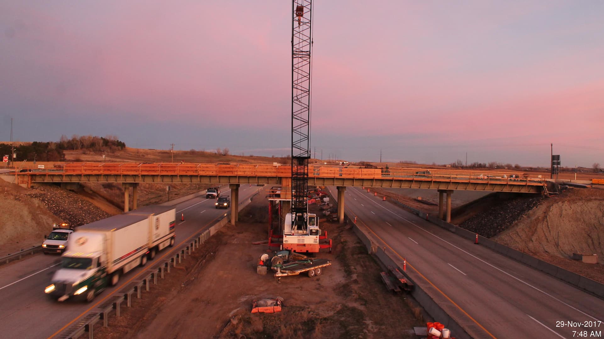 Interstate overpass project captured by construction camera