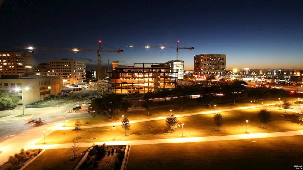 building construction at night