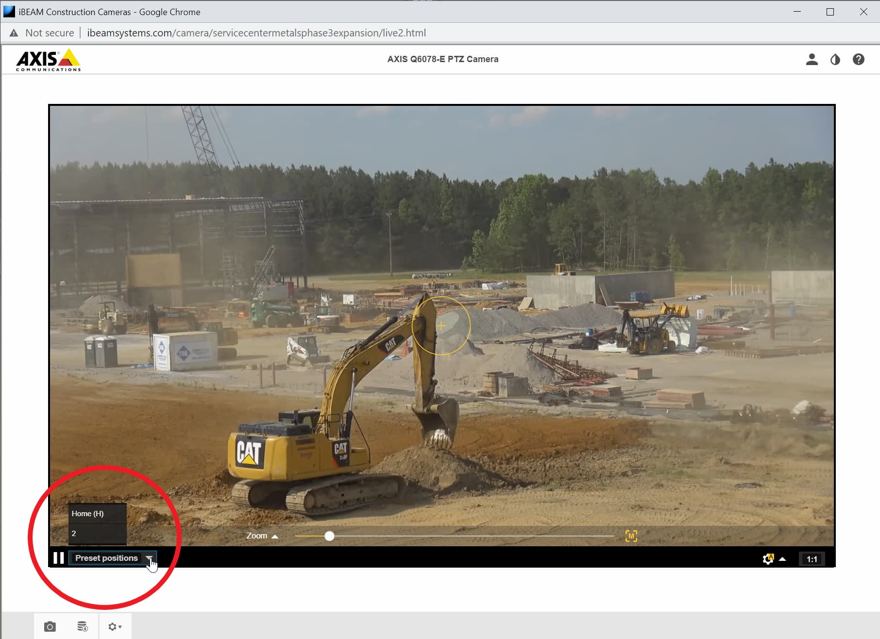 iBEAM PTZ camera preset controls