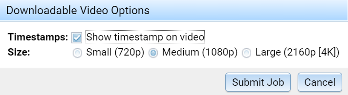 Download time-lapse video settings